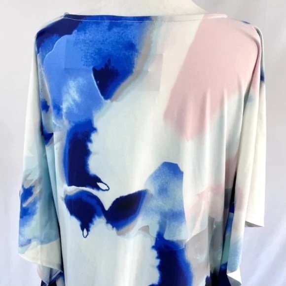New Alfani Printed Dolman Sleeve Top Paint Profusion Blue Multicolor Size Small - Picture 12 of 16